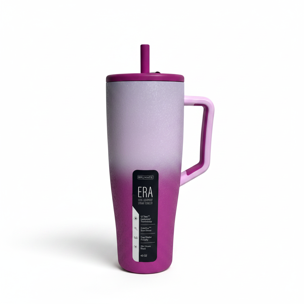 frosted rose insulated tumbler with ombre hues in dark to light rosy purple