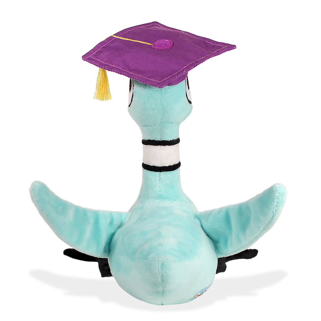 back view of The Pigeon Graduation Soft Plush Toy on a white background