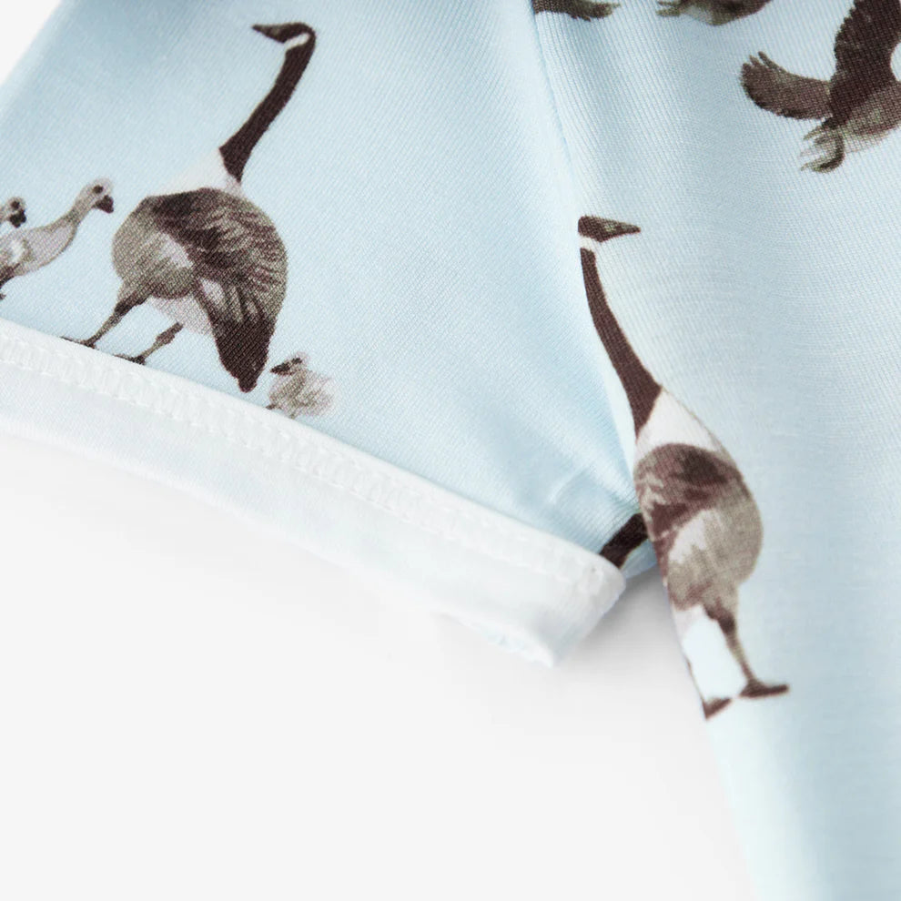 close-up of sleeve on goose one piece