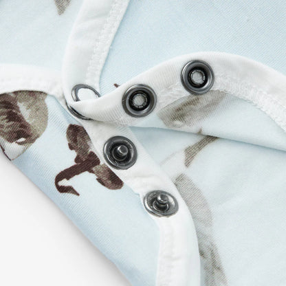 close-up of inner leg snap on goose one piece