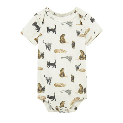 off-white one piece with all-over cat design