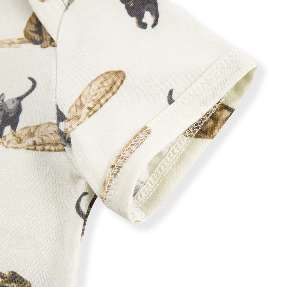 close-up of sleeve of cat one piece