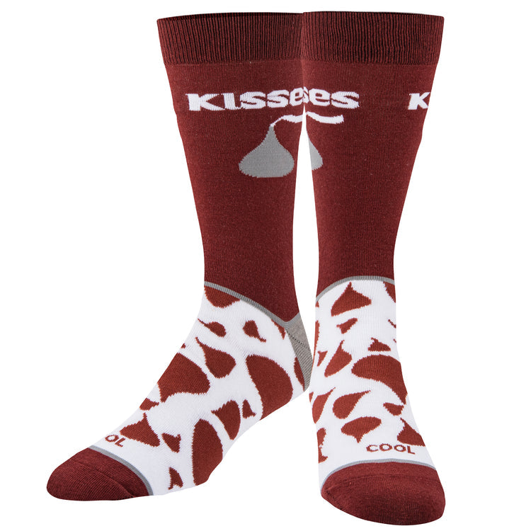 front  view of the hershey's kisses men's crew socks displayed against a white background