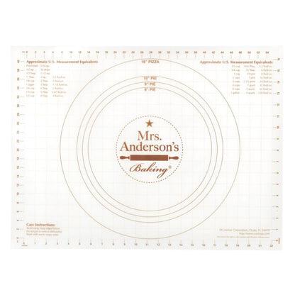 pastry mat with brown markings of measurements and circles for rolling dough