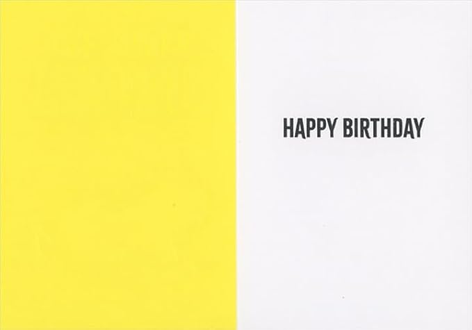 inside of card - left side is yellow, right side reads "happy birthday"
