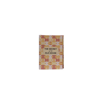 The Secret of the Old House book box cover featuring a retro geometric pattern in orange, yellow, and pink on a white background.