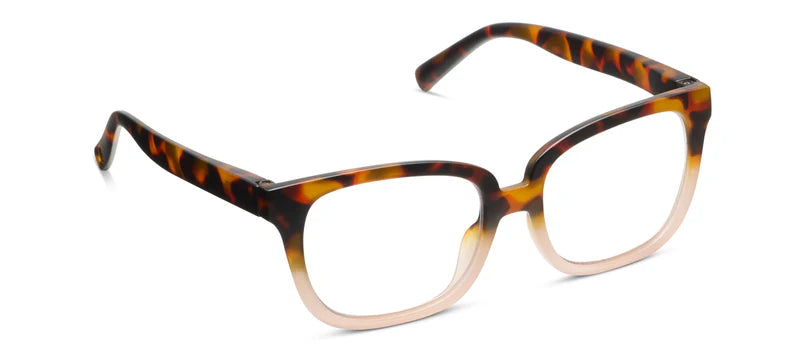 angled view of Athens glasses in color tortoise/blush