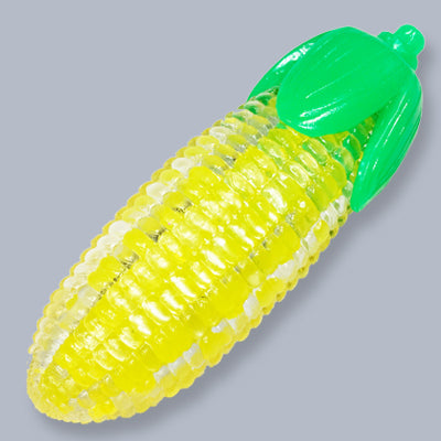 corn shaped squish toy shown on a gray background