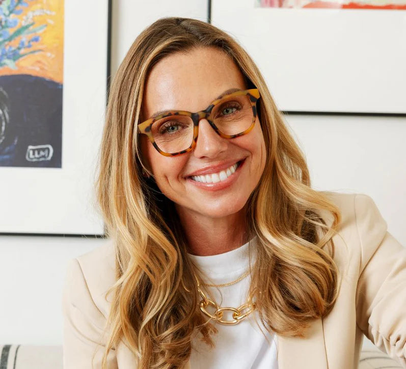 person wearing tokyo tortoise zinnia glasses