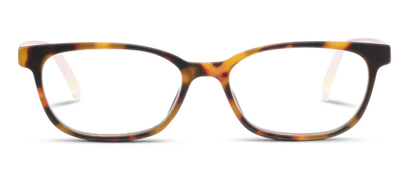 front view of beach read Tortoise/Summer Stripe glasses