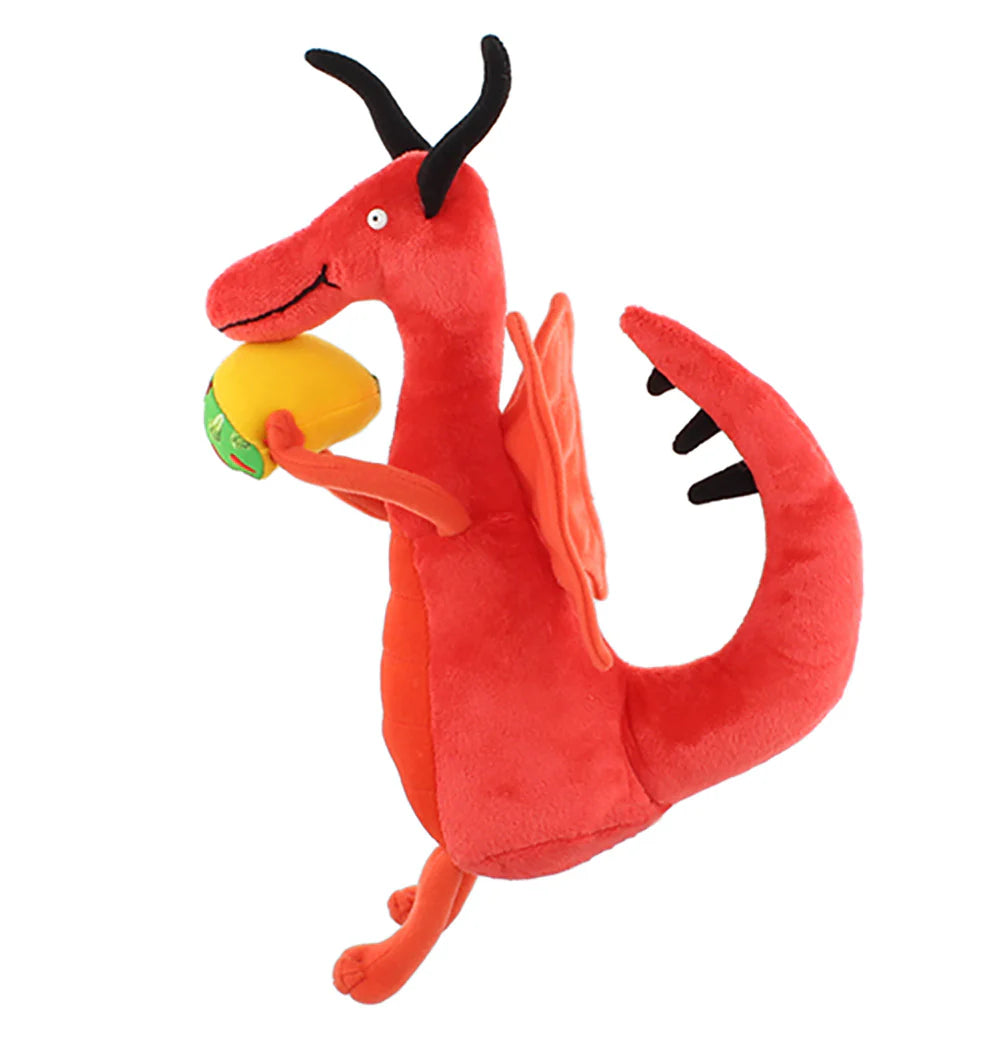 side view of Dragons Love Tacos Plush Toy on a white background.