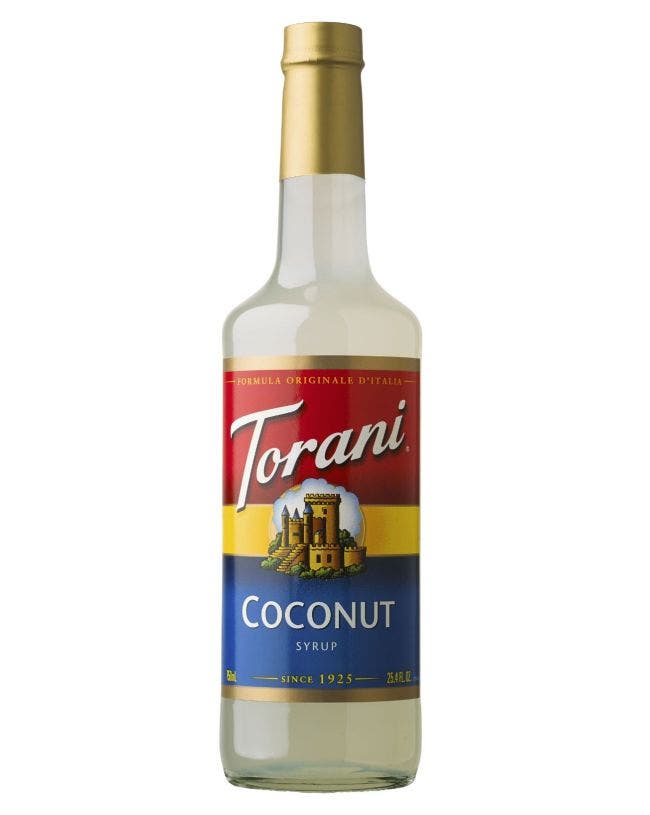 750 mL Torani coconut syrup glass bottle