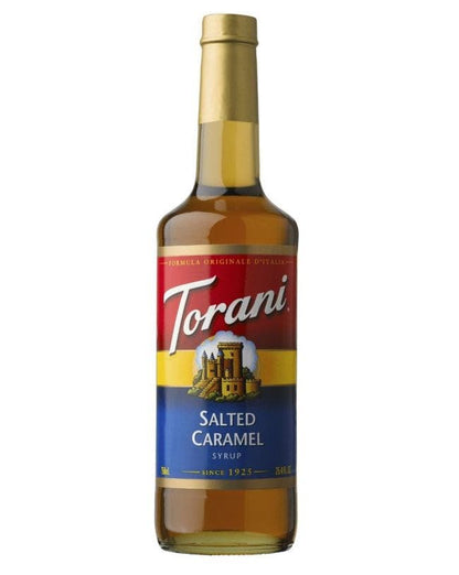 glass torani salted caramel syrup bottle