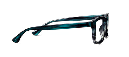 side view of Otto glasses in color teal ombre horn