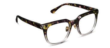 angled view of the olive botanico grey crawford glasses