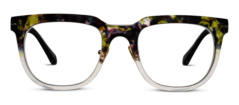 front view of the olive botanico grey crawford glasses