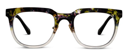 front view of the olive botanico grey crawford glasses
