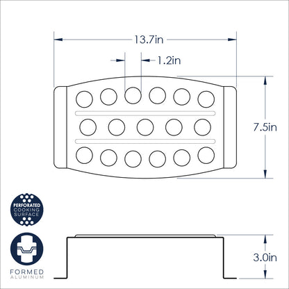 drawing of Grilling And Roasting Rack with measurments