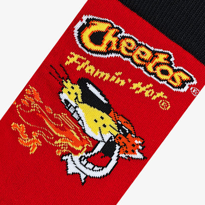 up close image of cheetos logo on socks