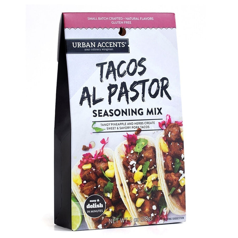 package of Tacos al Pastor Seasoning Mix on a white background.