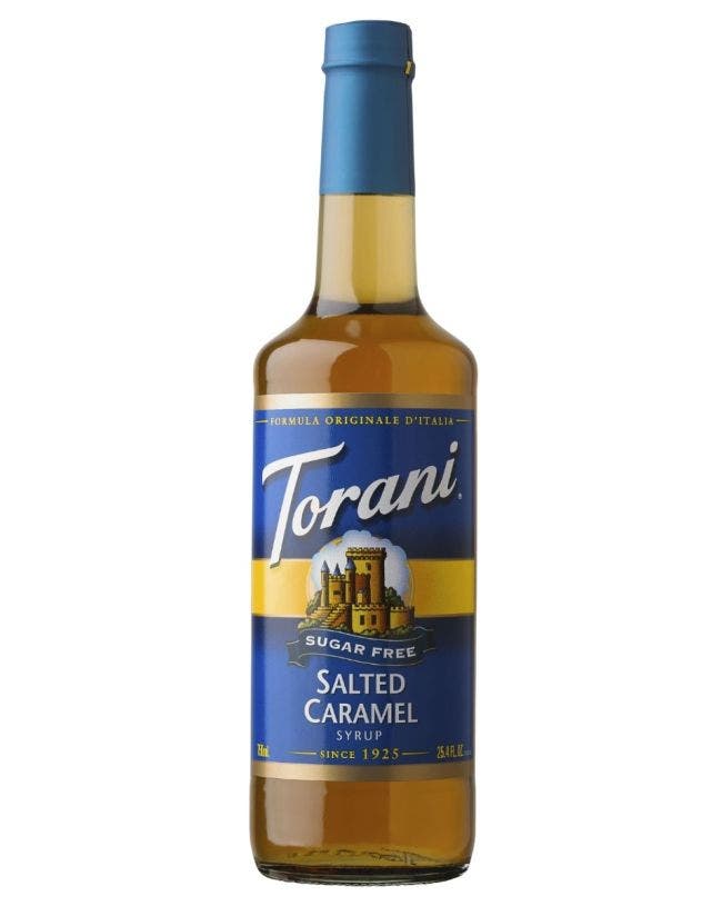glass torani salted caramel sugar free syrup bottle