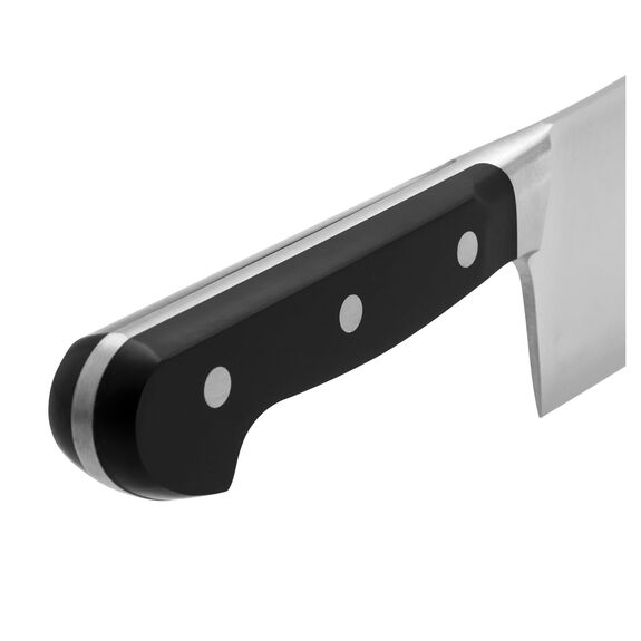 knife handle showing rivets on a white background