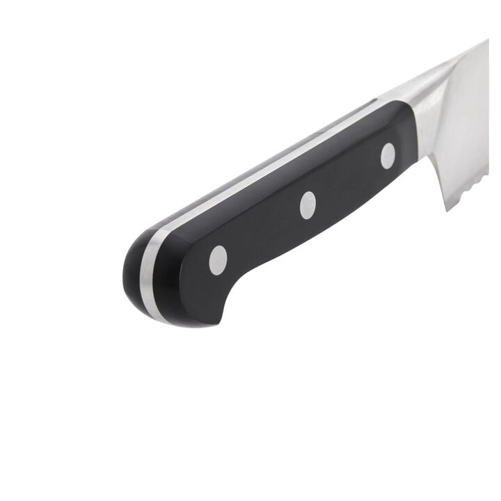 close-up of handle of Pro 7 Inch Bread Knife.