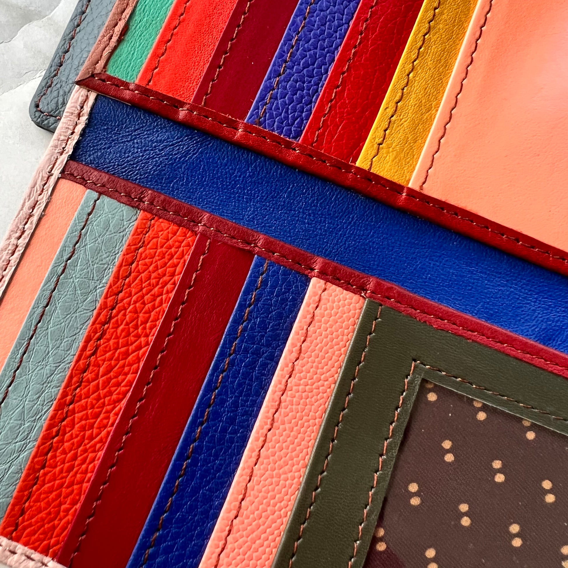 close-up of kimber's colorful card slots.