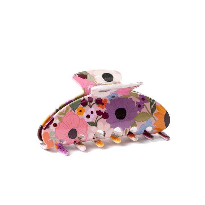 multi colored Floral Claw Clip