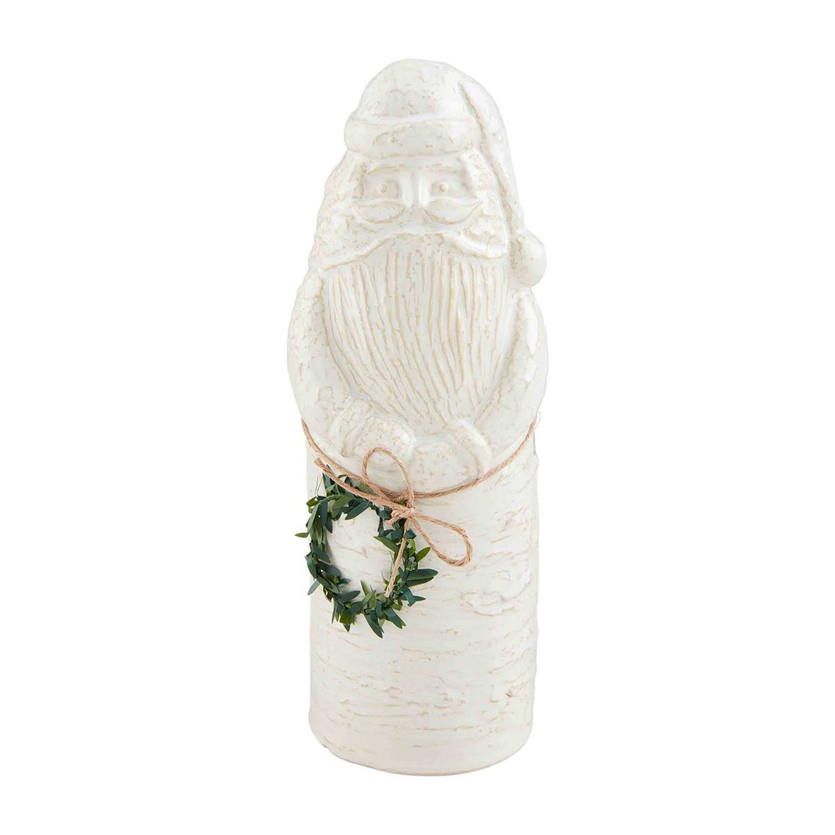 short santa with wreath sitter displayed against a white background