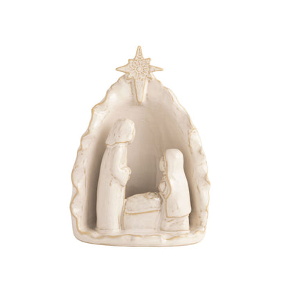White Stoneware Nativity Set shown on a white background