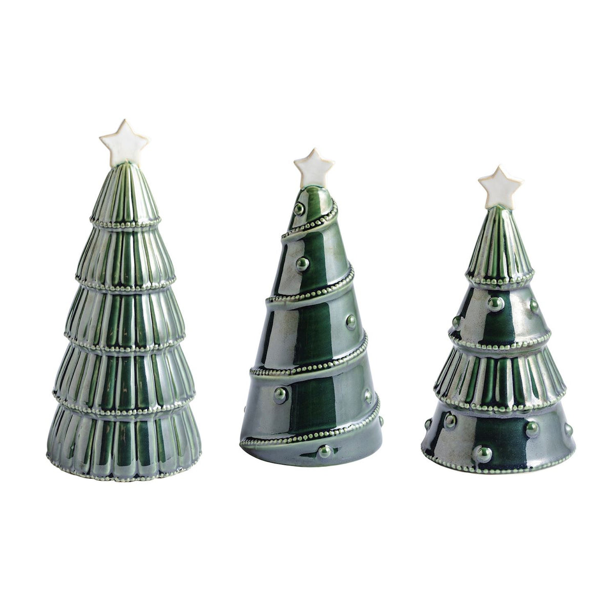 3 reactive green trees on a white background