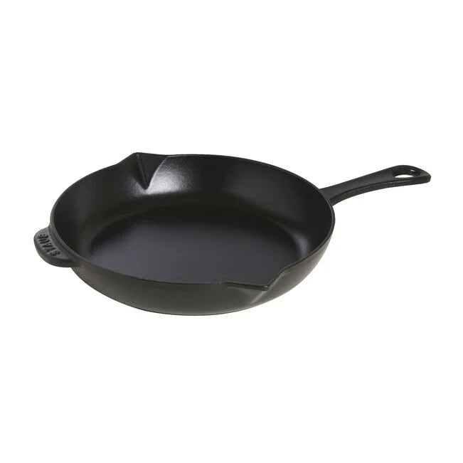 black Cast Iron Fry Pan on a white background.