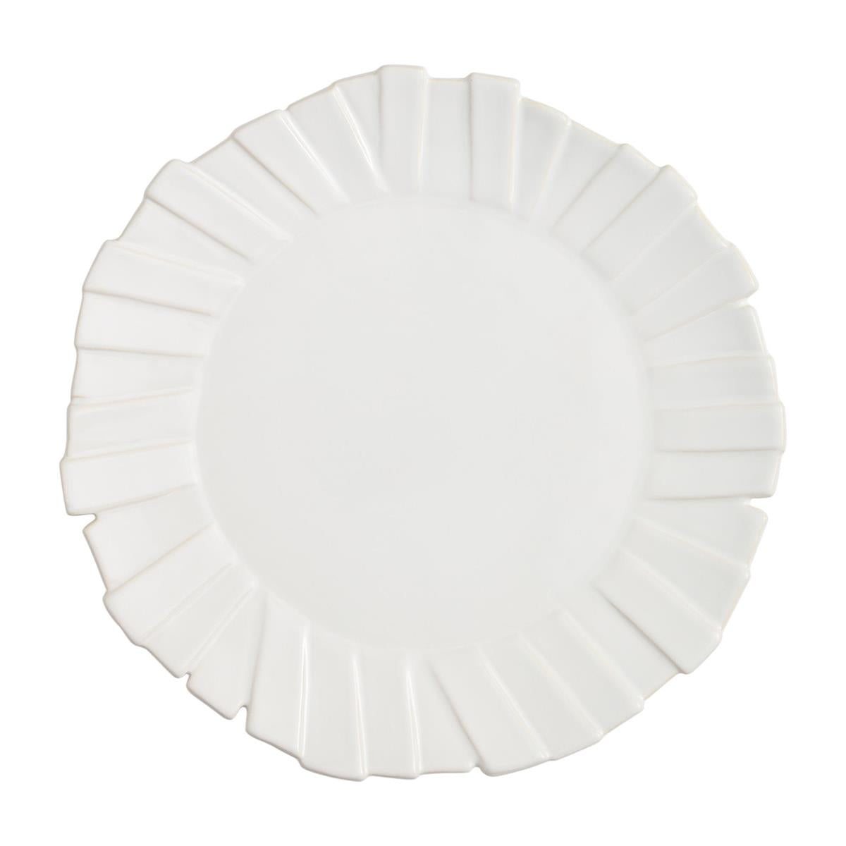 top view of layered rim platter on a white background.