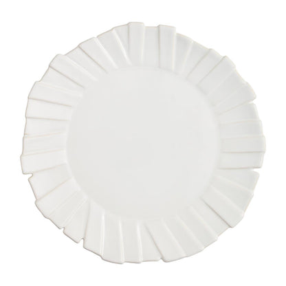 top view of layered rim platter on a white background.