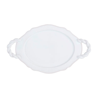 white ceramic tray with twisted handles