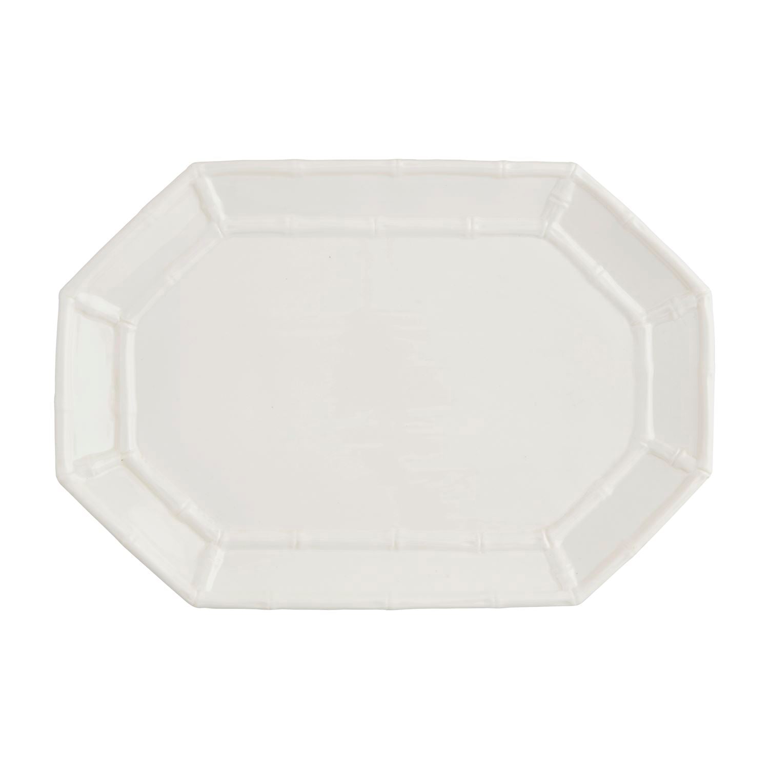 White Bamboo Platter Shown on a white background.