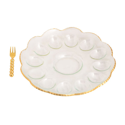 Gold Edge Deviled Egg Tray Set shown on a white background