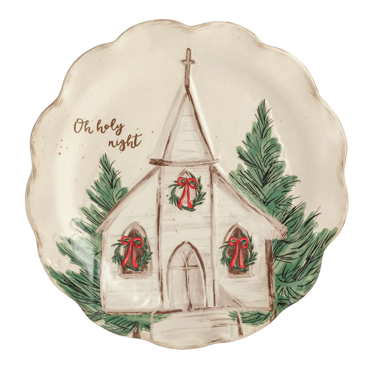 nativity church platter on a white background
