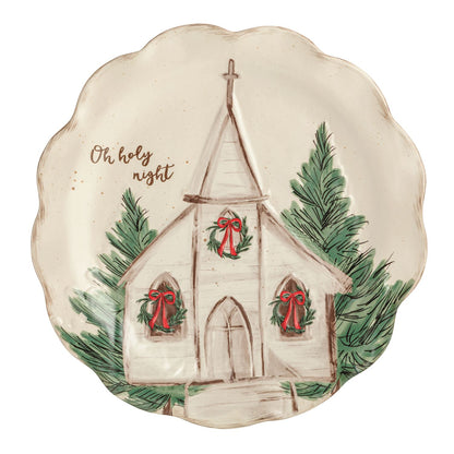 nativity church platter on a white background