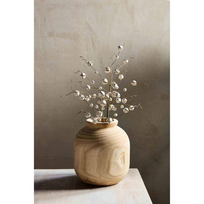 White Jingle Bell Stem in a wooden vase.