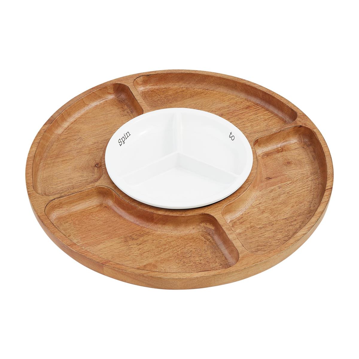 4 section lazy susan with ceramic insert.