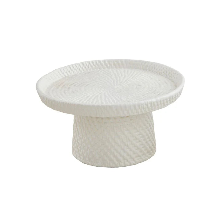 Large stoneware pedestal server shown on a white background.