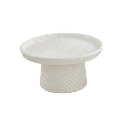 Large stoneware pedestal server shown on a white background.