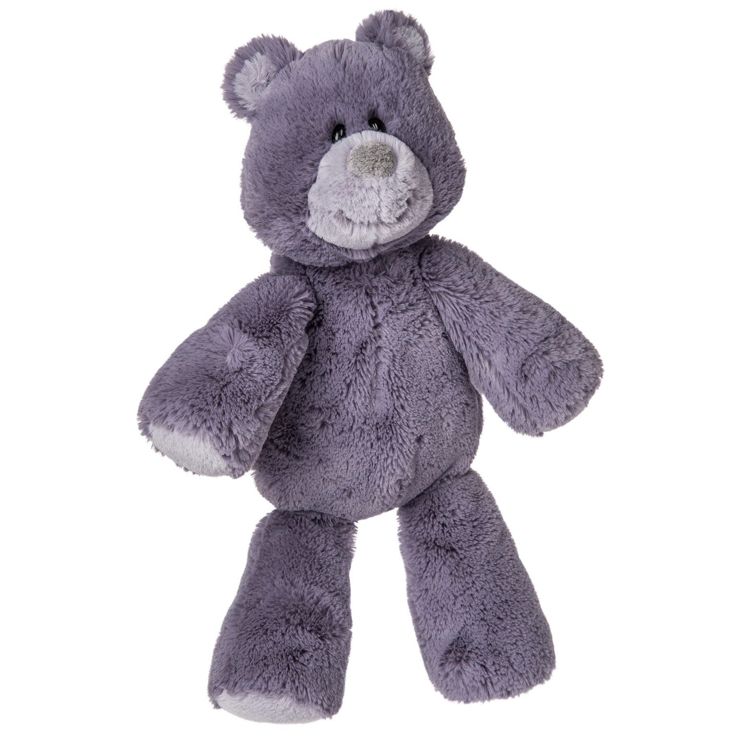 grey/purple smiling teddy bear plush toy