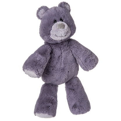 grey/purple smiling teddy bear plush toy