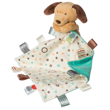 front view of the Taggies Cuddlebud Puppy Blanket displayed against a white background