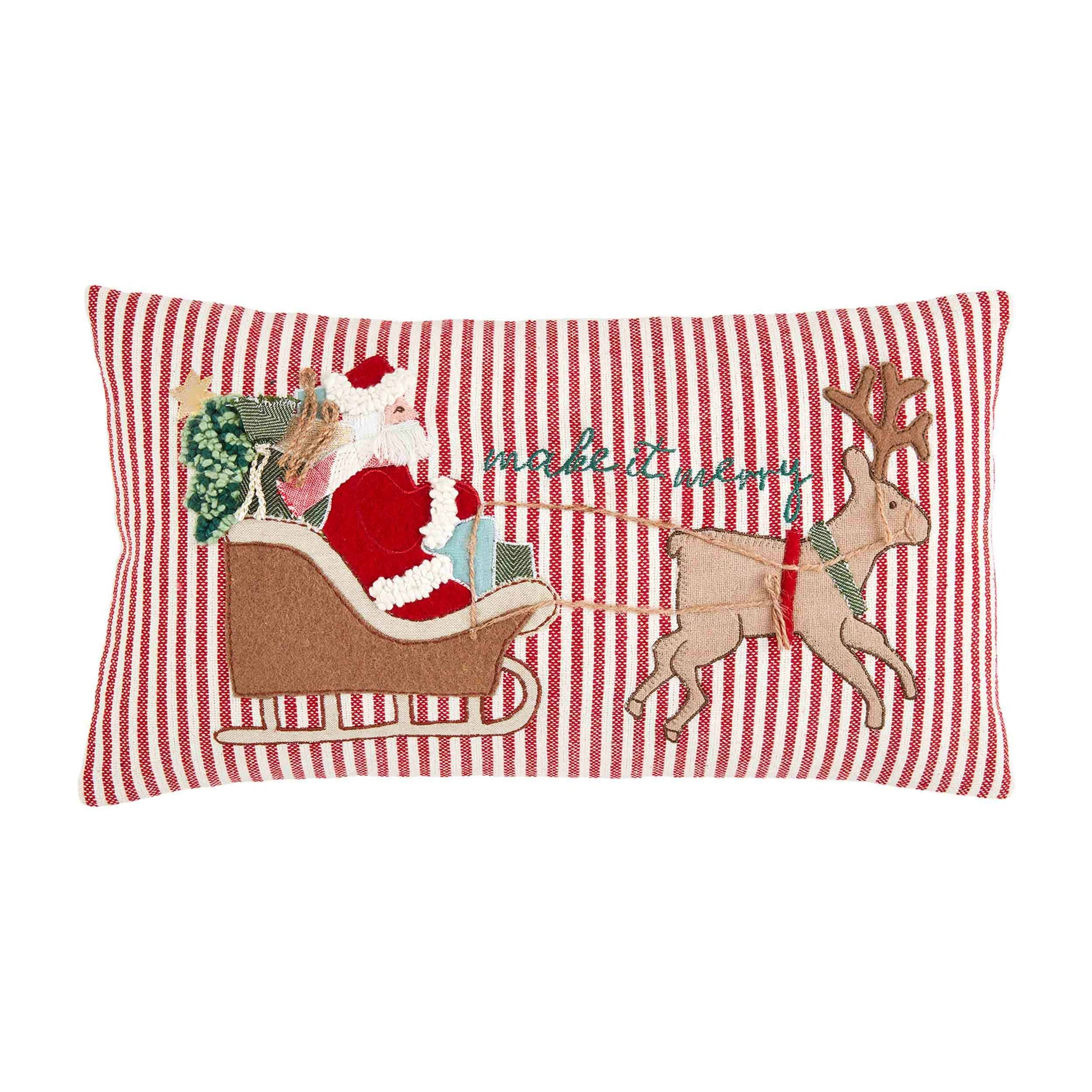 Make It Merry Sleigh Pillow on a white background.