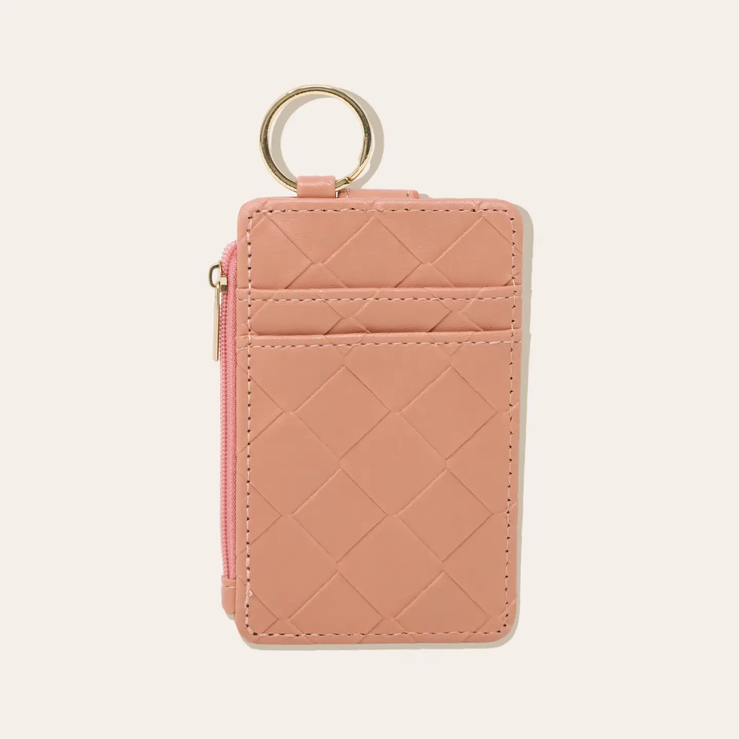 back view of rose Woven Keychain Wallet