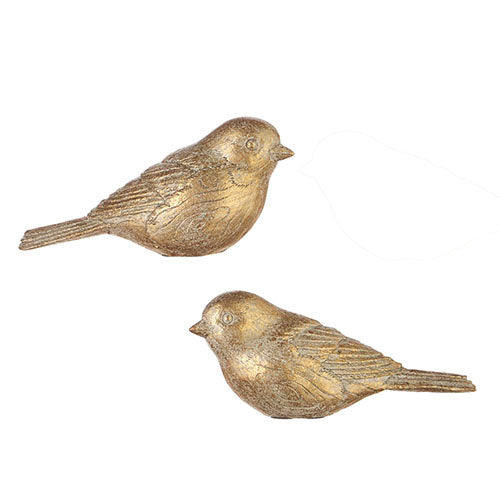 2 golden birds arranged on a white background.